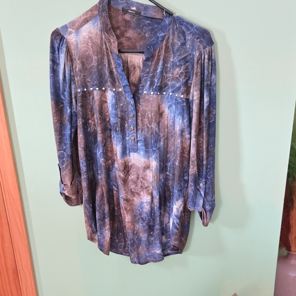 Women's Blue and Brown Top